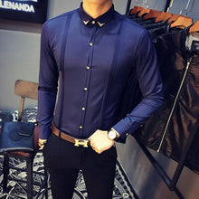 Load image into Gallery viewer, Men Tuxedo Shirts Pleated Front Solid Mens Dress Shirts